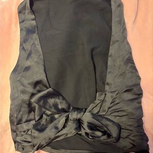 Zara Black Satin Bow Blouse